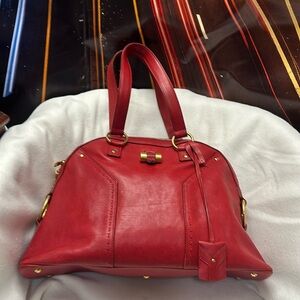 Ysl red tote bags with code
